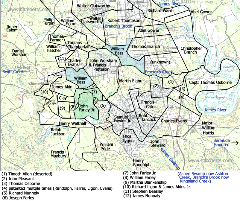 map of Chesterfield County land patents
